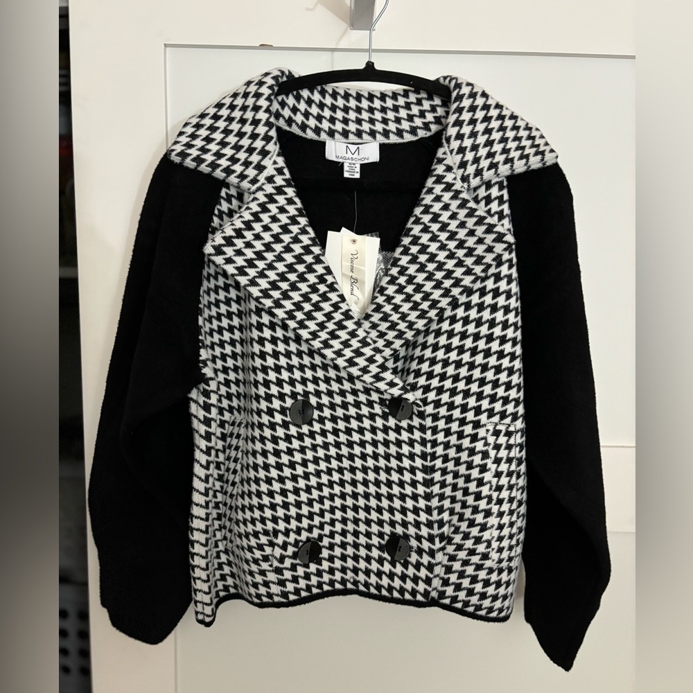 M MAGASCHONI Double Breasted Notch Lapel Cropped Jacket NWT Size M